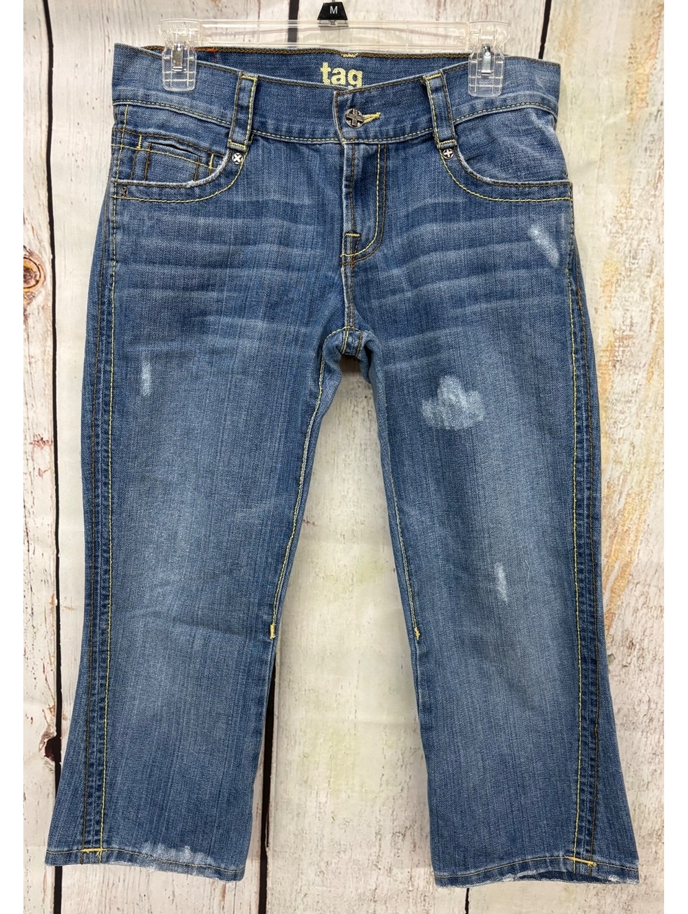 Tag Jeans Women’s Vintage Kimberly Crop Contrast Stitch Low Mid Rise Jeans 29